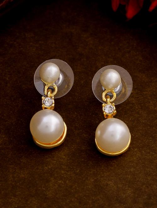 gold metal drop earring - 17542963 - Standard Image - 1
