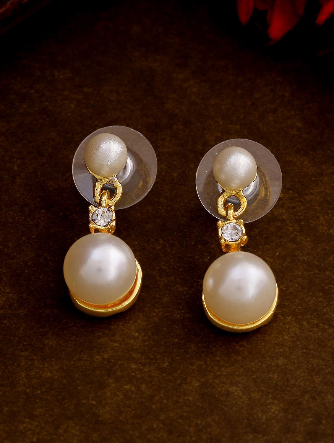 gold metal drop earring - 17542963 - Zoom Image - 1