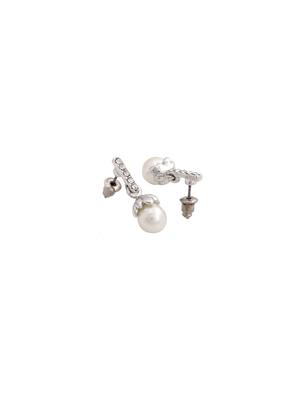 silver metal drop earring - 17542980 - Standard Image - 3