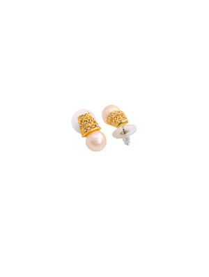 gold metal studs earring - 17542989 - Standard Image - 3