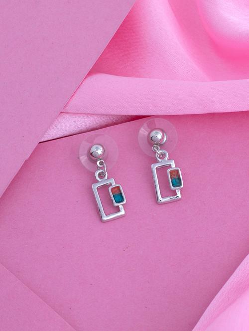 silver metal drop earring - 17542990 - Standard Image - 1