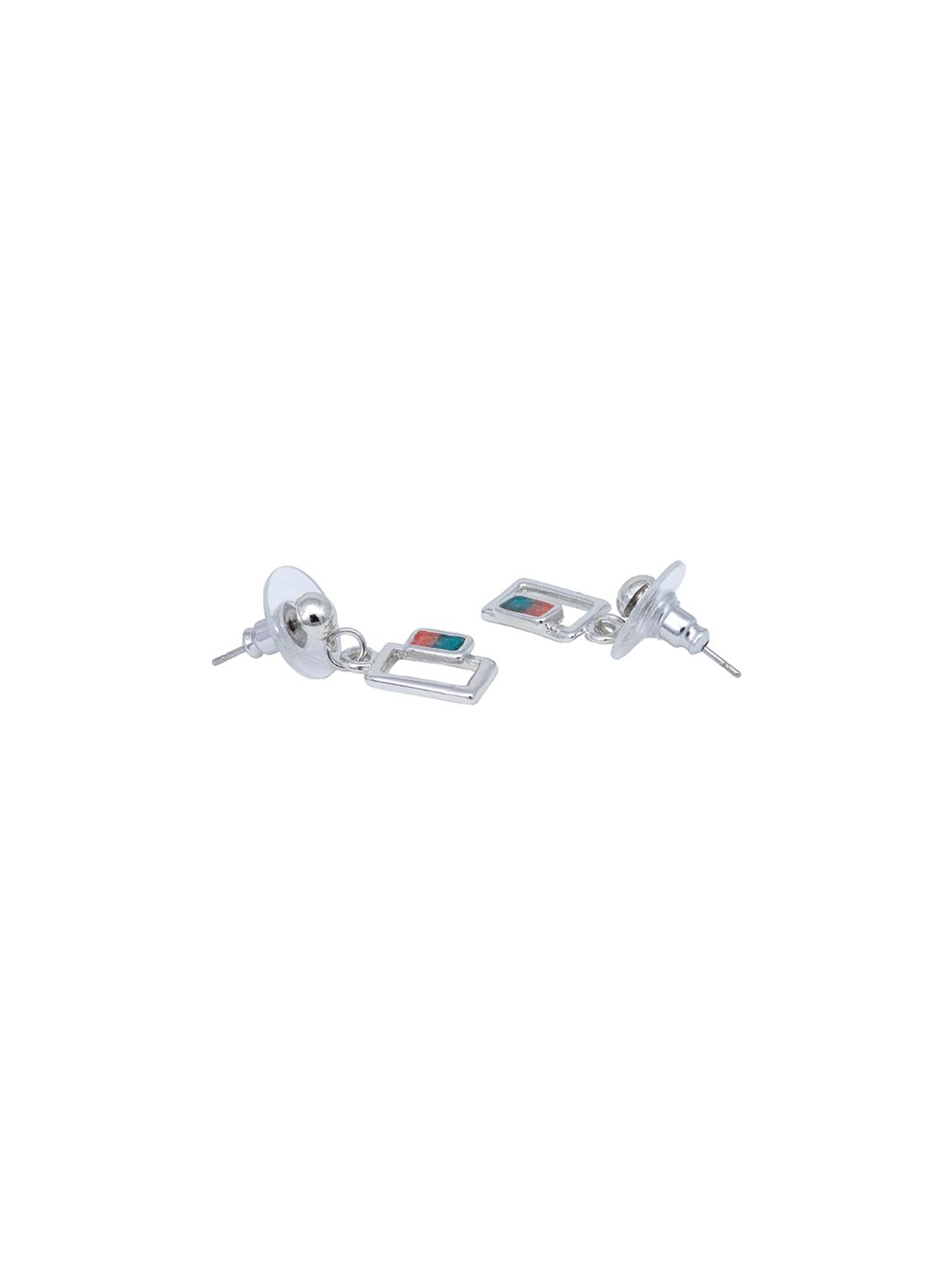 silver metal drop earring - 17542990 - Zoom Image - 3