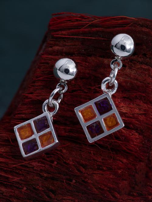 orange metal drop earring - 17542991 - Standard Image - 1