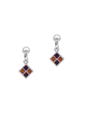 orange metal drop earring - 17542991 - Standard Image - 2