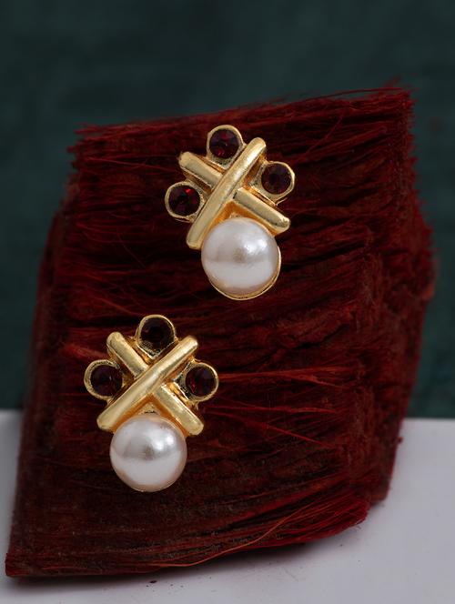 white metal studs earring - 17543002 - Standard Image - 1