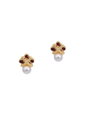 white metal studs earring - 17543002 - Standard Image - 2