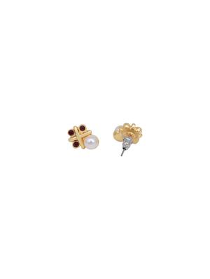 white metal studs earring - 17543002 - Standard Image - 3