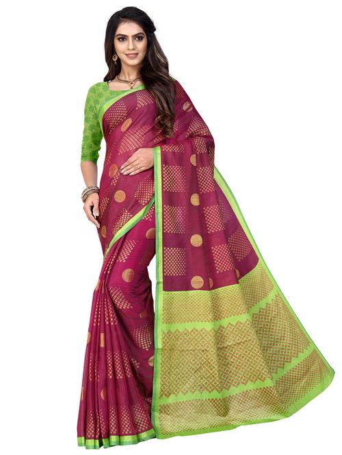 maroon printed saree with blouse - 17543197 - Standard Image - 1