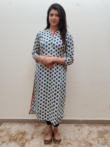 light blue printed kurta - 17543354 - Very Small Image - 1