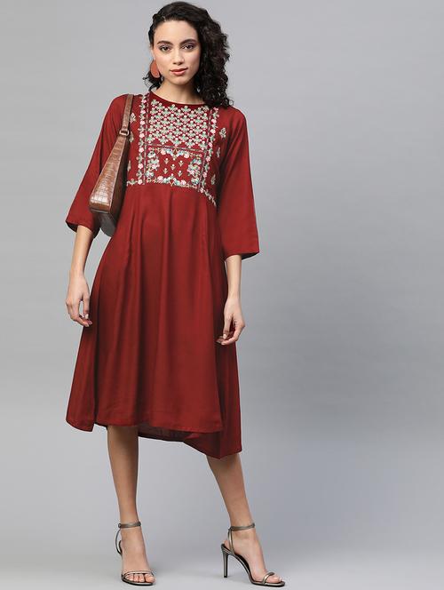 embroidered detail aline dress - 17543393 - Very Small Image - 1