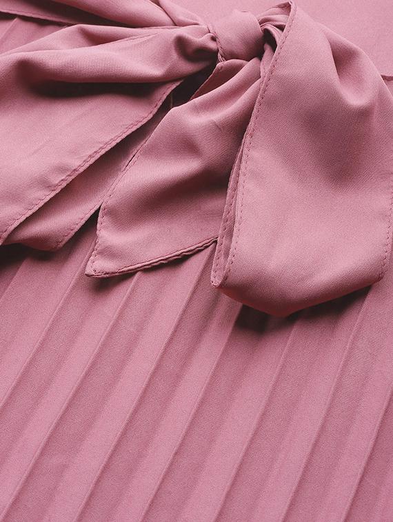 tie front pleated a-line dress - 17543396 - Zoom Image - 5