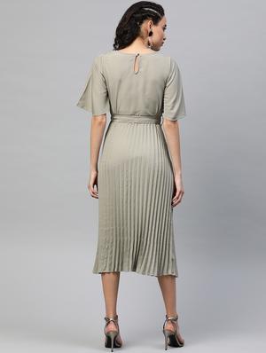 tie front pleated a-line dress - 17543397 - Standard Image - 3