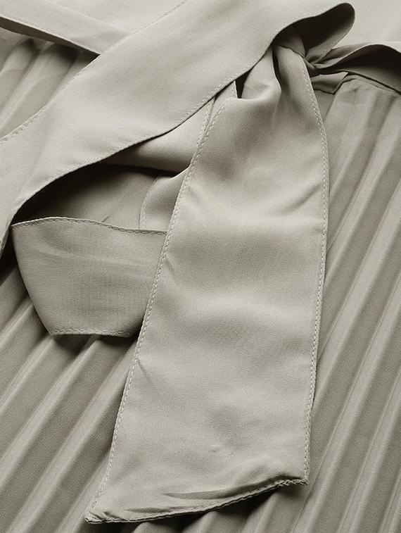tie front pleated a-line dress - 17543397 - Zoom Image - 4