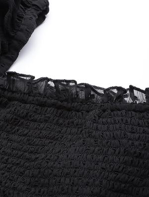 puff sleeved dobby top - 17543403 - Standard Image - 5