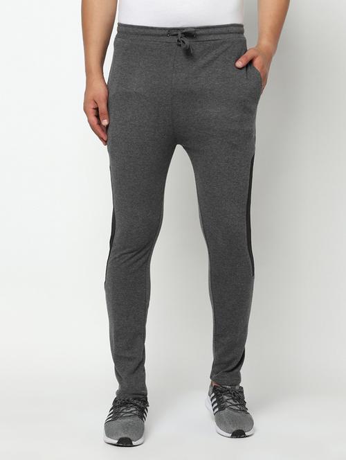 grey color block full length track pant - 17543416 - Very Small Image - 1