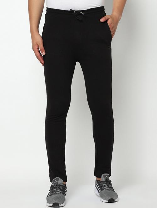 black solid full length track pant - 17543418 - Standard Image - 1