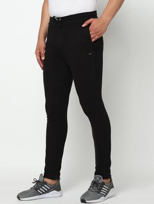 black solid full length track pant - 17543418 - Standard Image - 2
