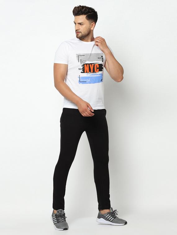 black solid full length track pant - 17543418 - Zoom Image - 4