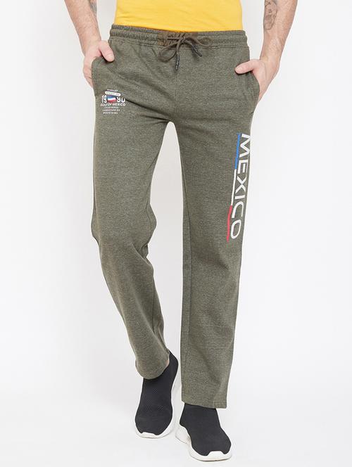 green printed full length track pant - 17543427 - Standard Image - 1