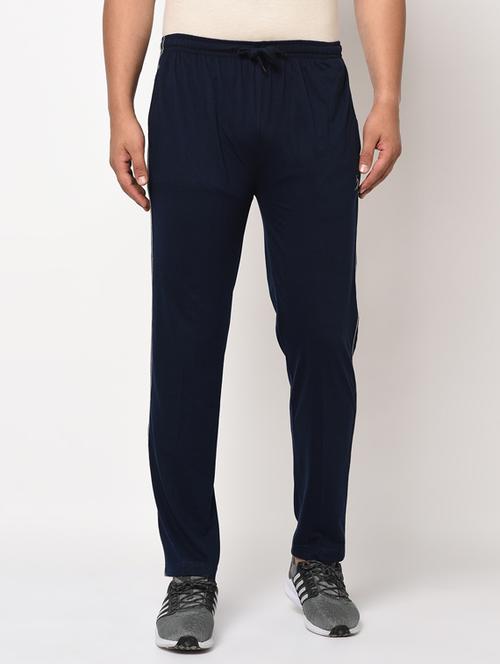 navy blue side striped full length track pant - 17543431 - Standard Image - 1