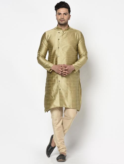 gold self design kurta pyjama ethnic wear set - 17543526 - Standard Image - 1