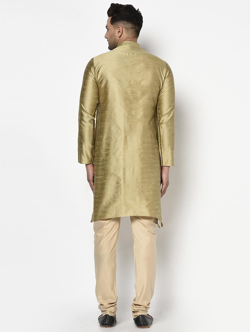 gold self design kurta pyjama ethnic wear set - 17543526 - Zoom Image - 3