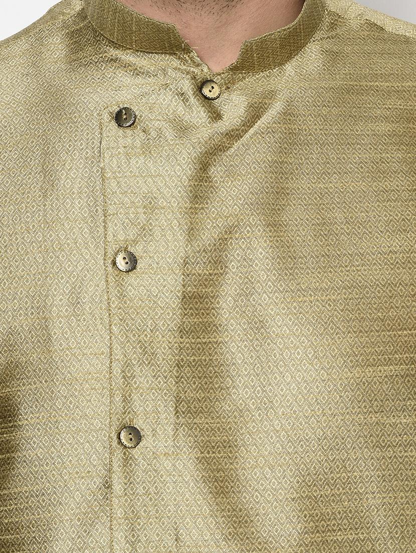 gold self design kurta pyjama ethnic wear set - 17543526 - Zoom Image - 4