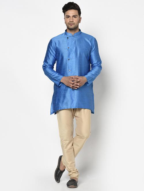 blue self design kurta pyjama ethnic wear set - 17543527 - Standard Image - 1