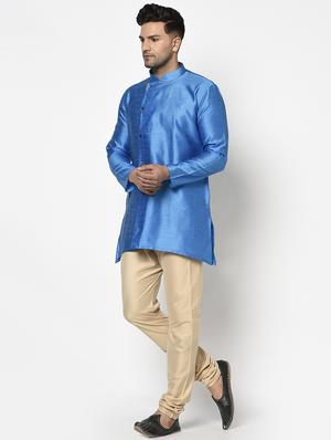 blue self design kurta pyjama ethnic wear set - 17543527 - Standard Image - 2