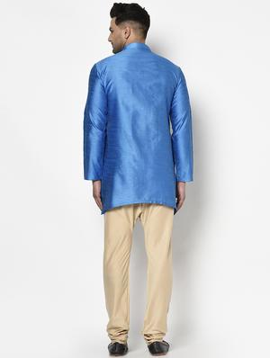blue self design kurta pyjama ethnic wear set - 17543527 - Standard Image - 3