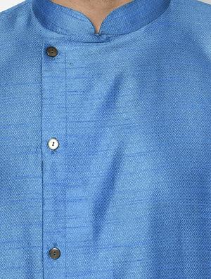 blue self design kurta pyjama ethnic wear set - 17543527 - Standard Image - 4