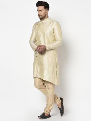 cream self design kurta pyjama ethnic wear set - 17543530 - Standard Image - 2