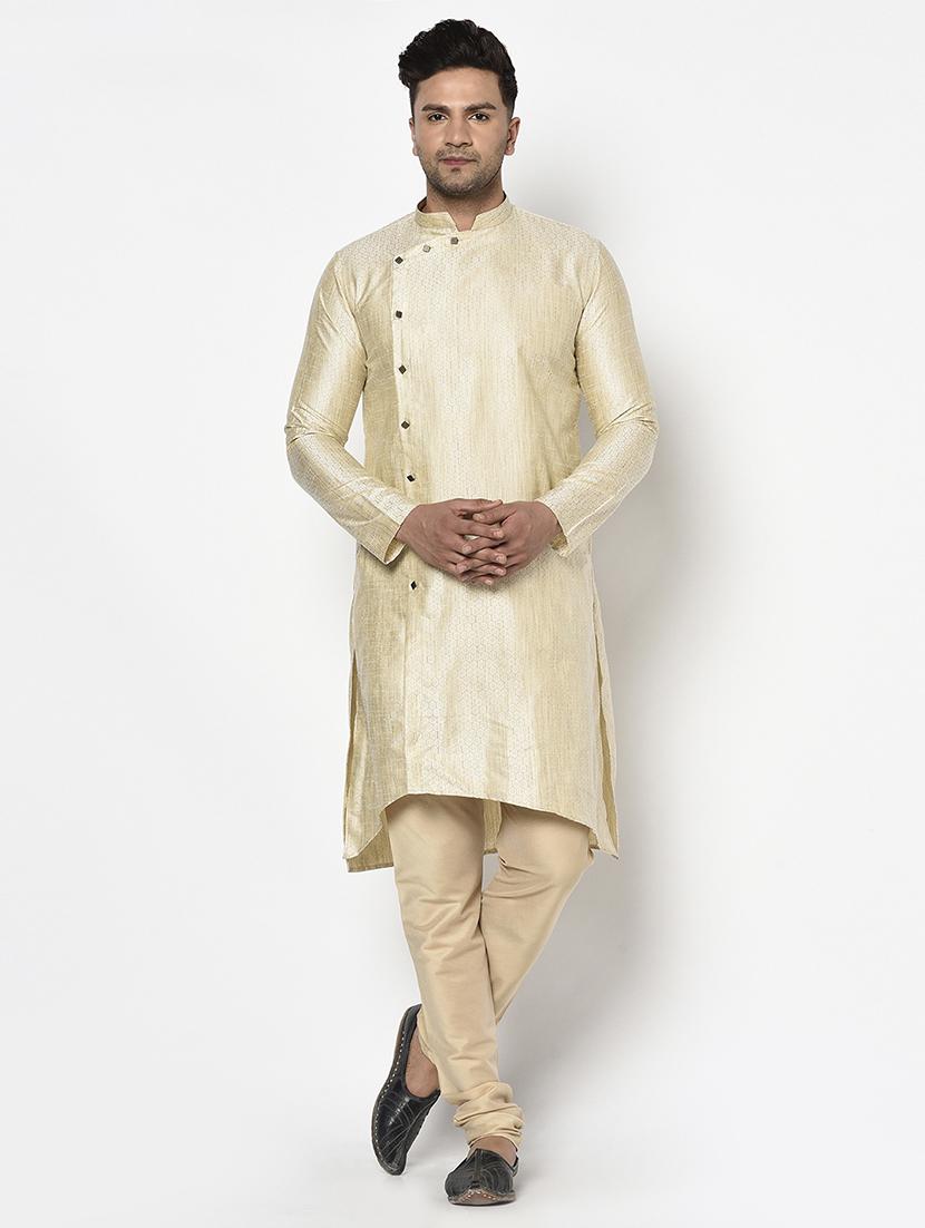 cream self design kurta pyjama ethnic wear set - 17543530 - Zoom Image - 1