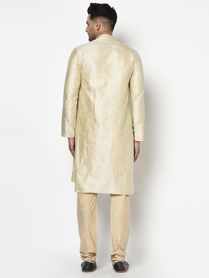 cream self design kurta pyjama ethnic wear set - 17543530 - Zoom Image - 3