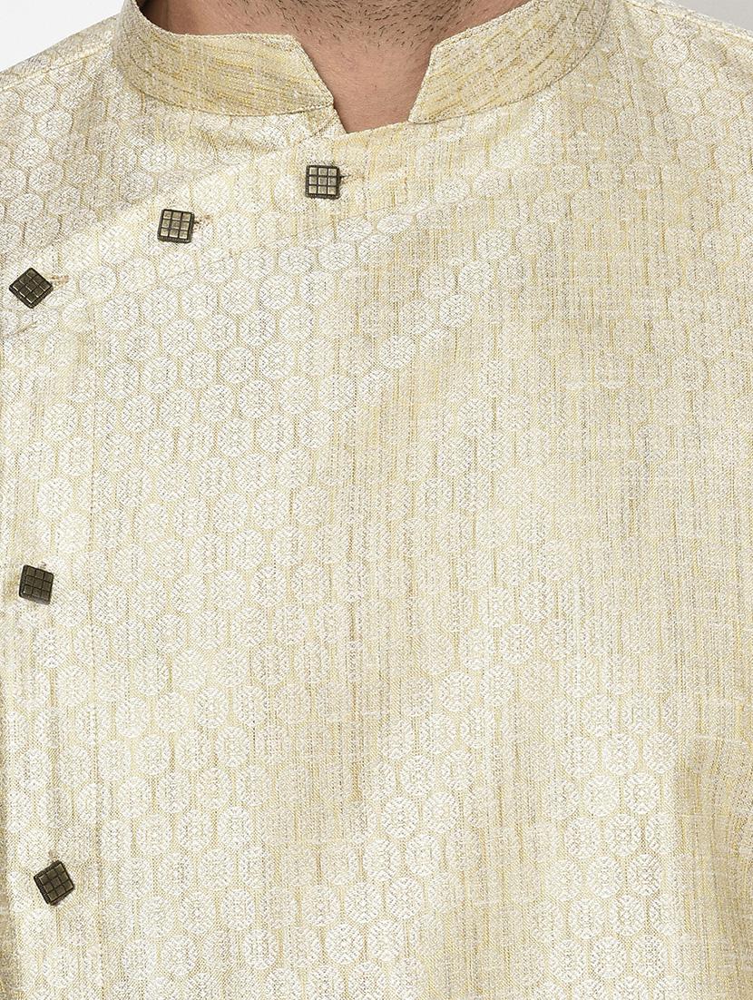 cream self design kurta pyjama ethnic wear set - 17543530 - Zoom Image - 4