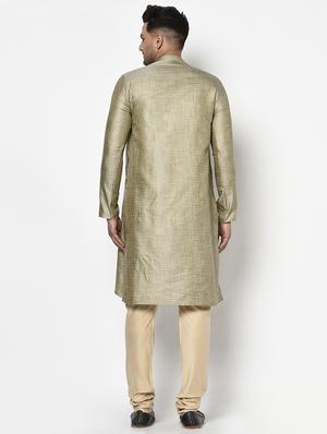 green self design kurta pyjama ethnic wear set - 17543531 - Standard Image - 3