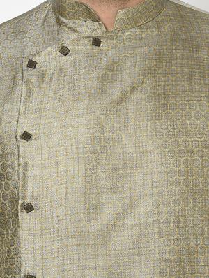 green self design kurta pyjama ethnic wear set - 17543531 - Standard Image - 4