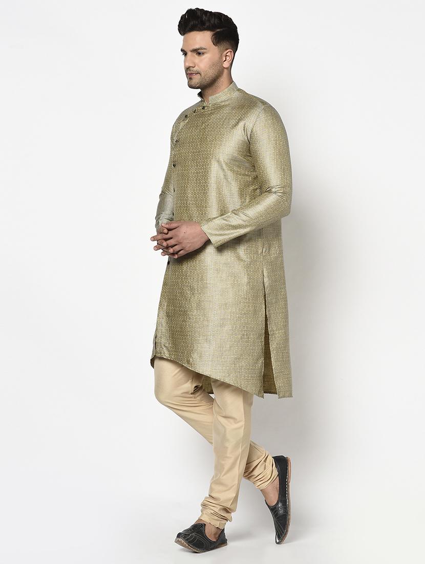 green self design kurta pyjama ethnic wear set - 17543531 - Zoom Image - 2