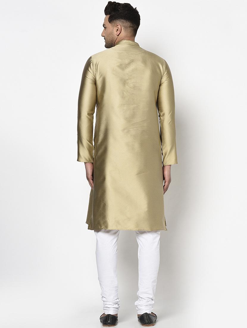 gold self design kurta pyjama ethnic wear set - 17543535 - Zoom Image - 3