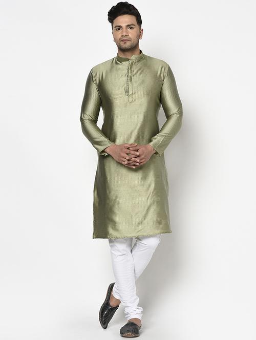 olive self design kurta pyjama ethnic wear set - 17543537 - Standard Image - 1