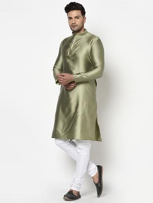 olive self design kurta pyjama ethnic wear set - 17543537 - Standard Image - 2