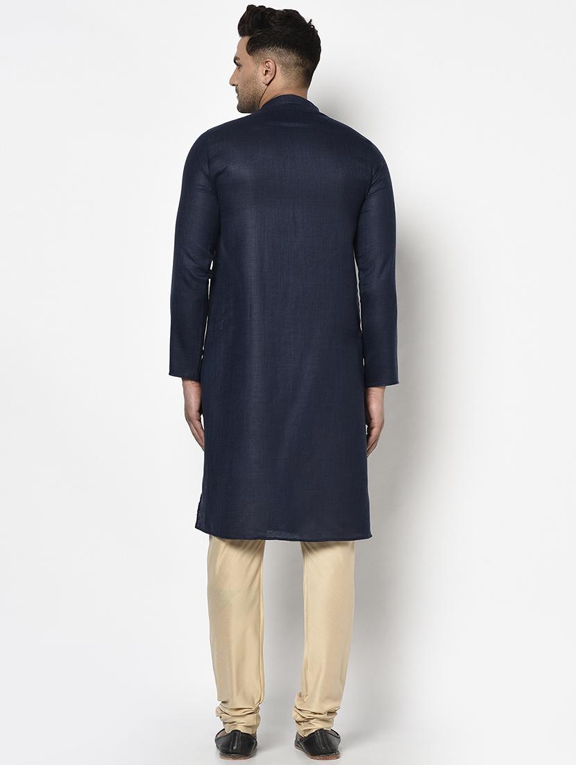 dark blue solid kurta pyjama ethnic wear set - 17543538 - Zoom Image - 3