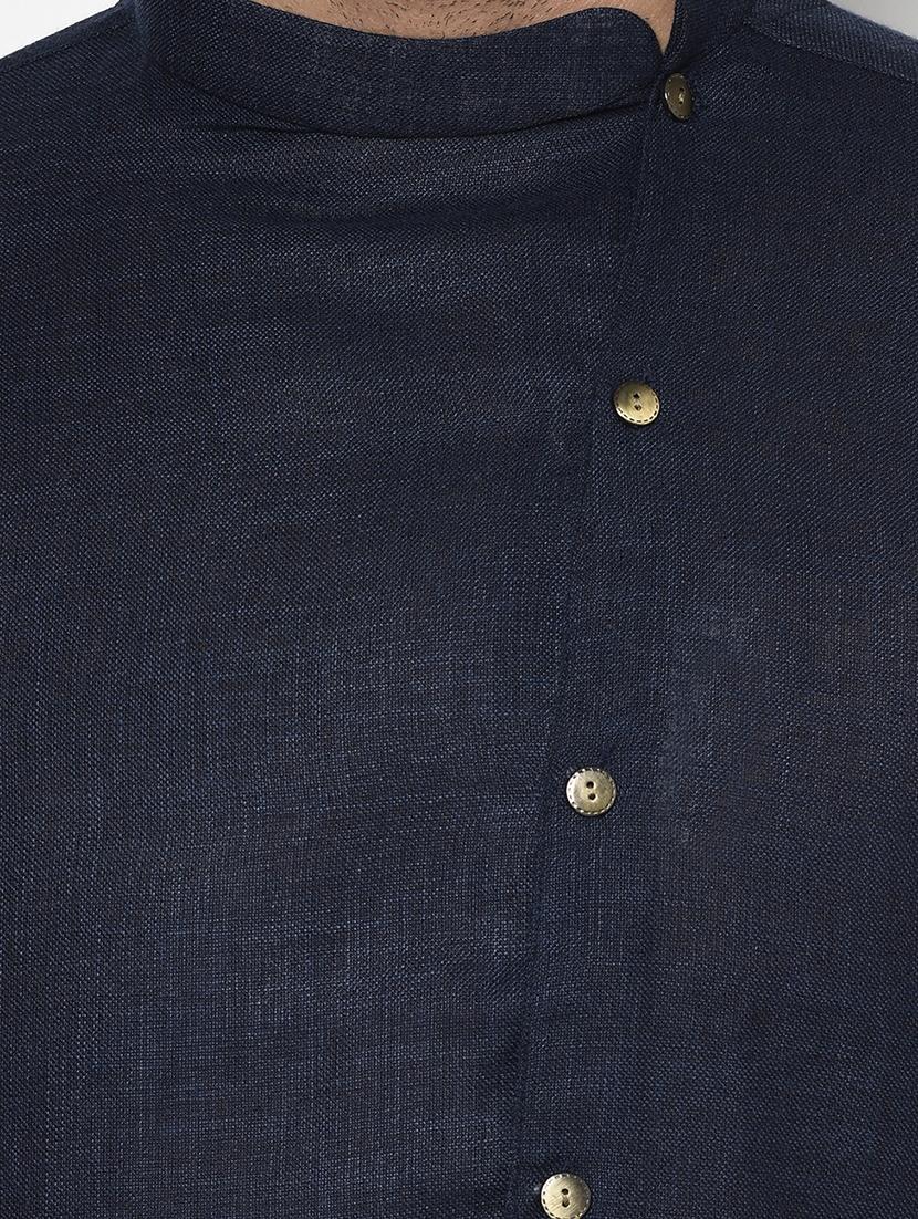 dark blue solid kurta pyjama ethnic wear set - 17543538 - Zoom Image - 4