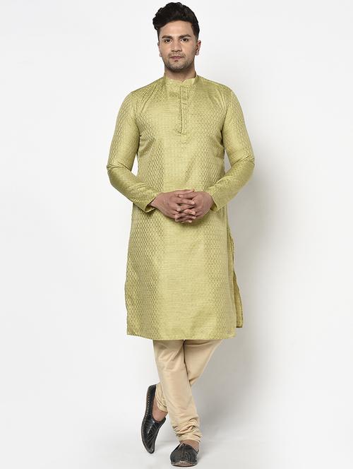 green self design kurta pyjama ethnic wear set - 17543541 - Standard Image - 1