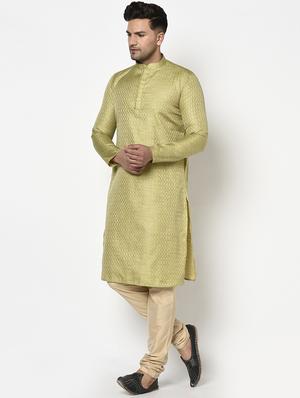 green self design kurta pyjama ethnic wear set - 17543541 - Standard Image - 2