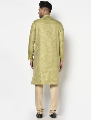 green self design kurta pyjama ethnic wear set - 17543541 - Standard Image - 3