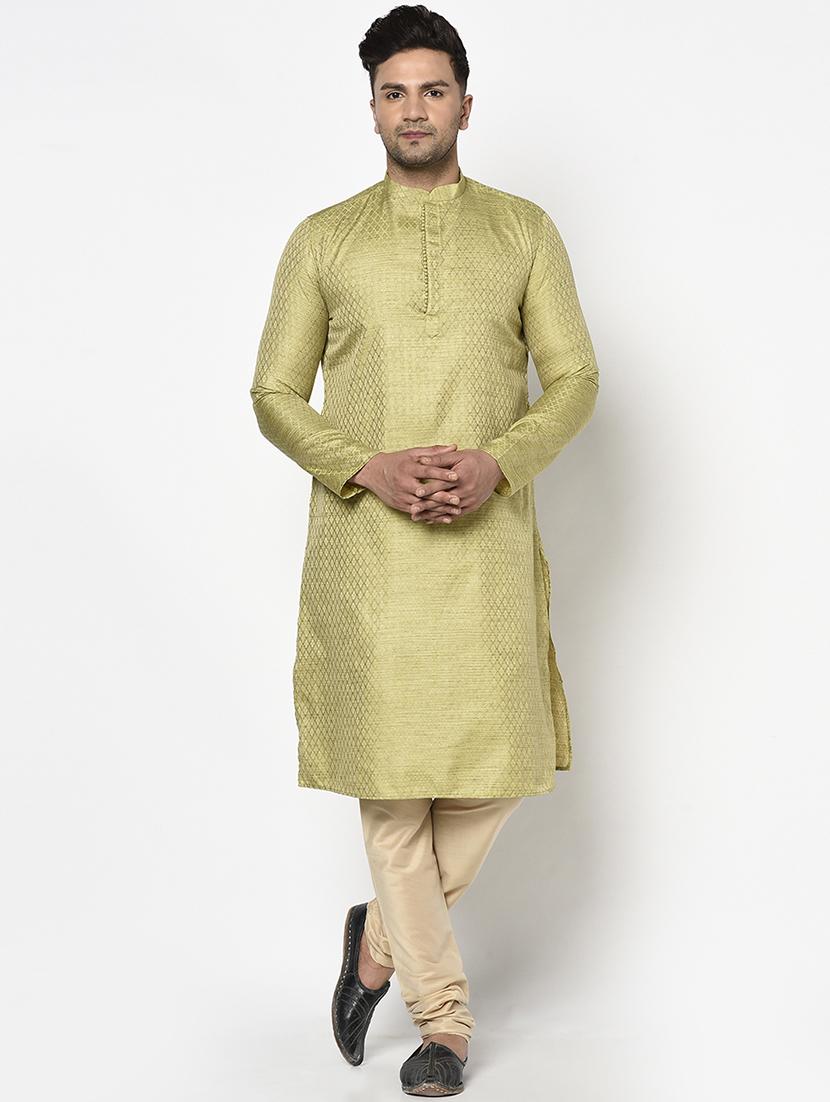 green self design kurta pyjama ethnic wear set - 17543541 - Zoom Image - 1