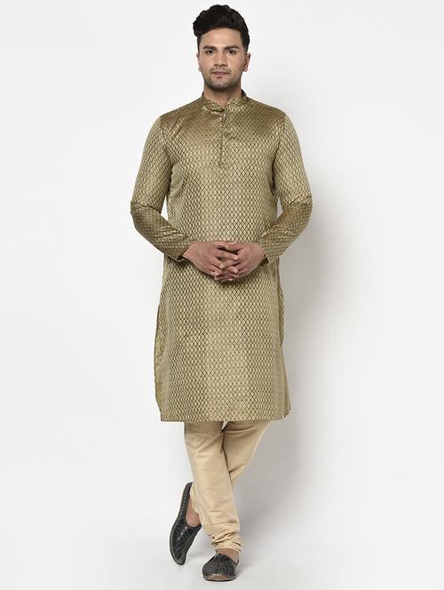 brown self design kurta pyjama ethnic wear set - 17543542 - Standard Image - 1