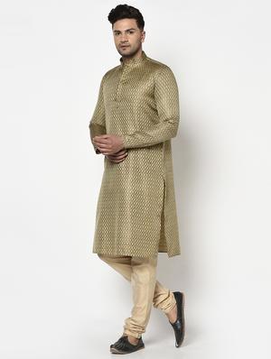brown self design kurta pyjama ethnic wear set - 17543542 - Standard Image - 2