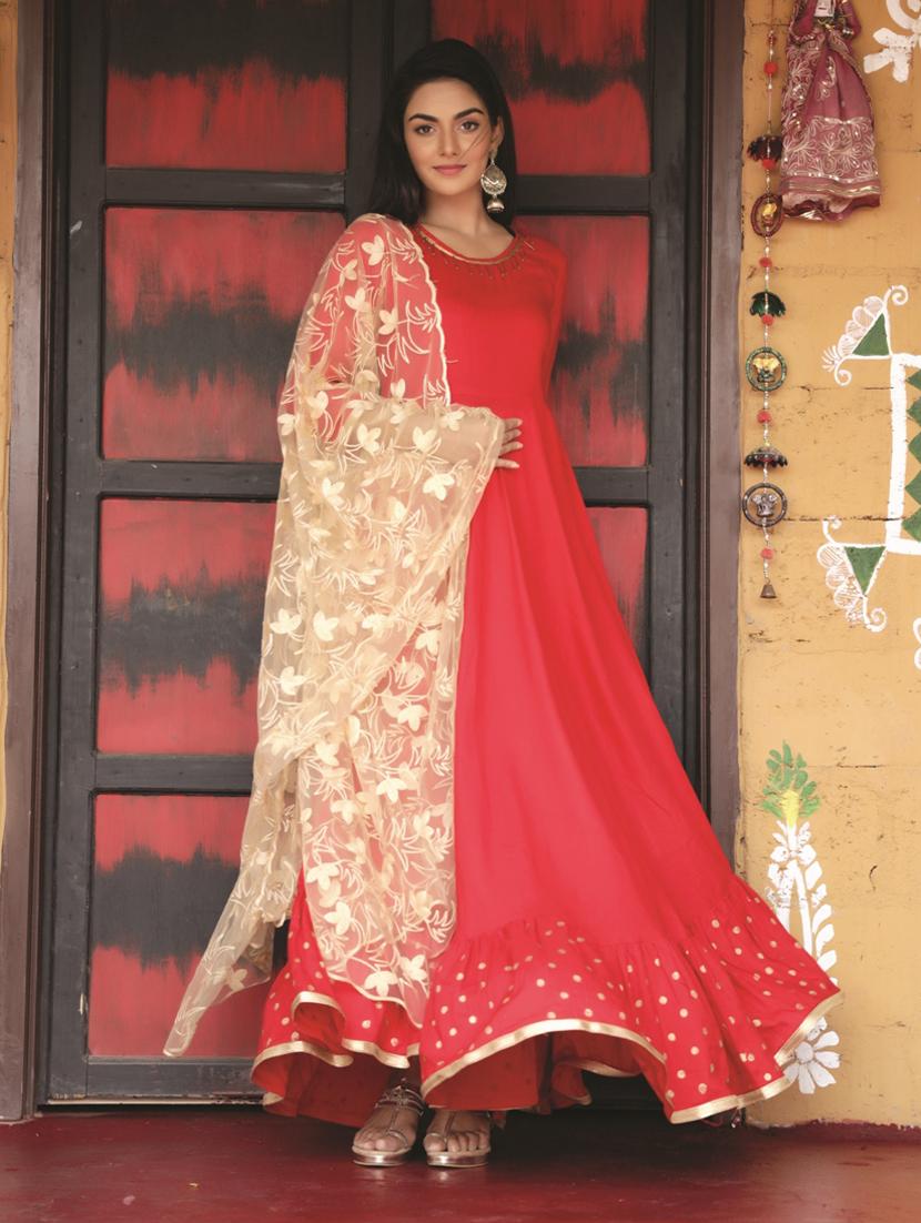 solid flared kurta - 17543545 - Zoom Image - 2